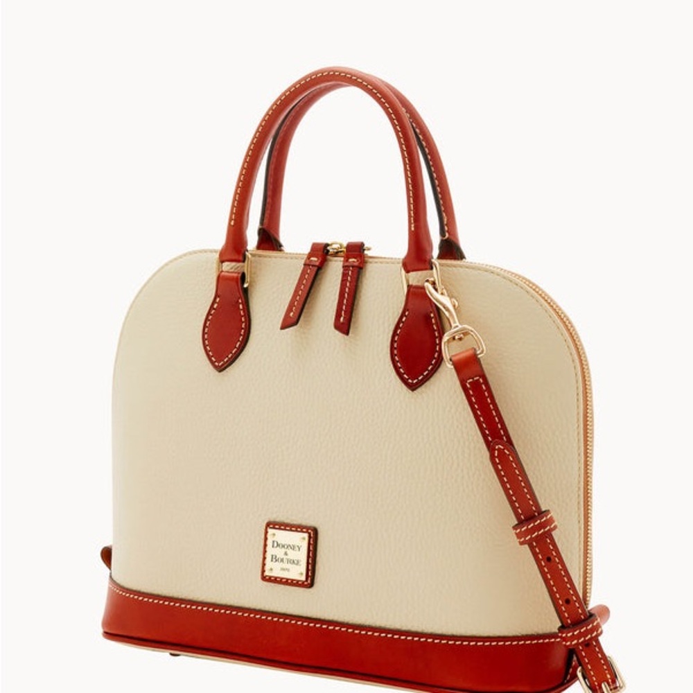 Dooney & Bourke Ivory and Tan Satchel - Picture 2 of 12